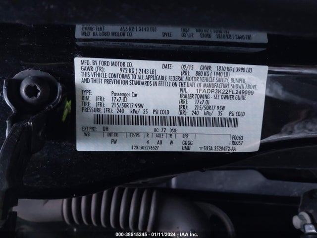 Ford FOCUS SE 2015 1FADP3K22FL249099 Image 9