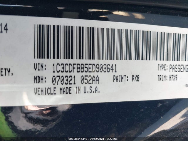 2014 DODGE DART SXT VIN: 1C3CDFBB5ED903641