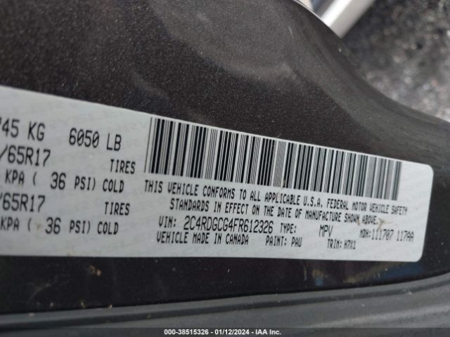 2C4RDGCG4FR612326 Dodge Grand Caravan Sxt