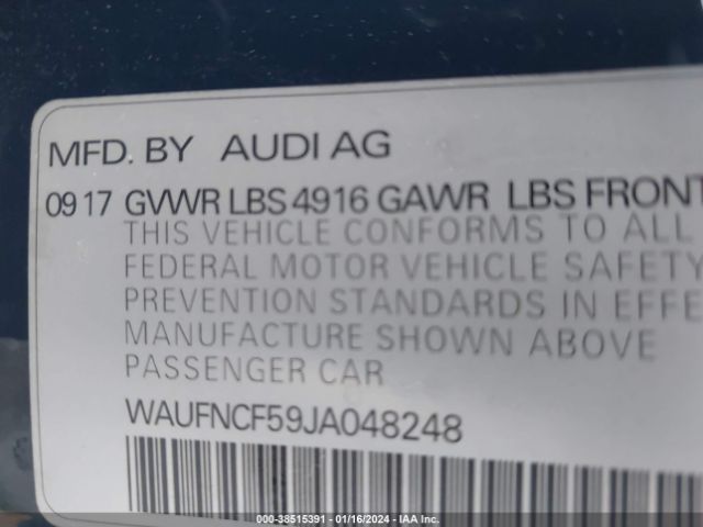 WAUFNCF59JA048248 Audi A5 2.0t Premium