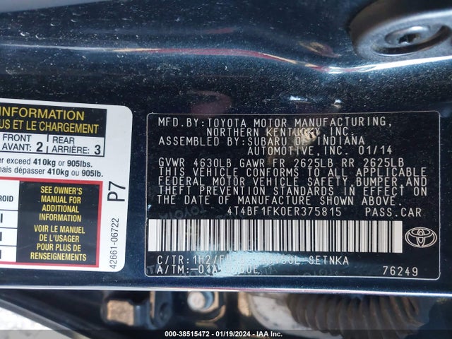 Toyota CAMRY LE 2014 4T4BF1FK0ER375815 Image 9