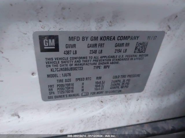 Chevrolet TRAX LS 2018 KL7CJNSB9JB582723 Image 9