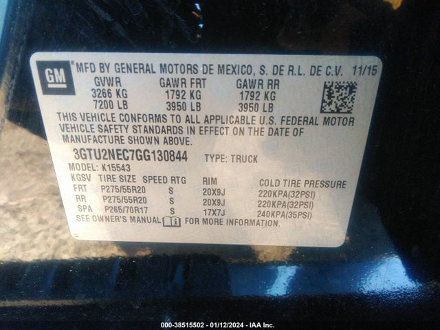 GMC Sierra 1500 Slt 2016 3GTU2NEC7GG130844 Image 9
