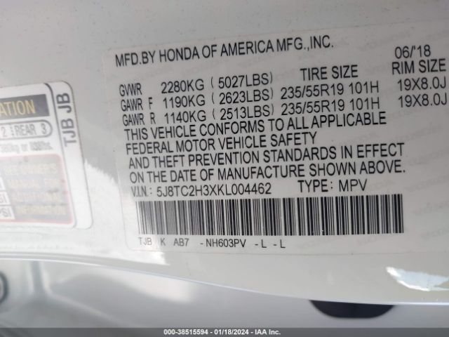 5J8TC2H3XKL004462 Acura Rdx Base (a10)