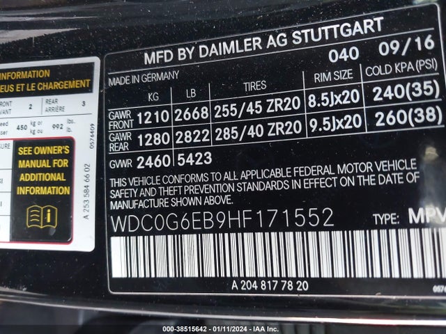 WDC0G6EB9HF171552 Mercedes-Benz Amg Glc 43 4matic
