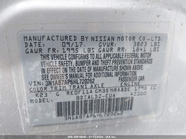 Nissan SENTRA SV 2017 3N1AB7AP6HL720262 Image 9