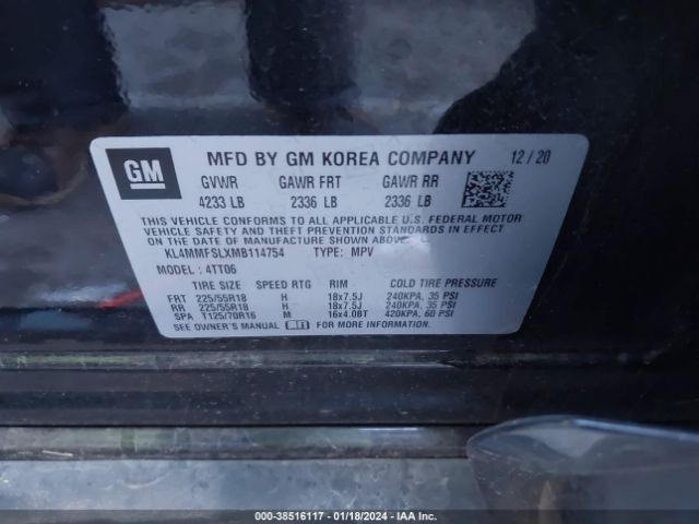 KL4MMFSLXMB114754 Buick Encore Gx Fwd Essence
