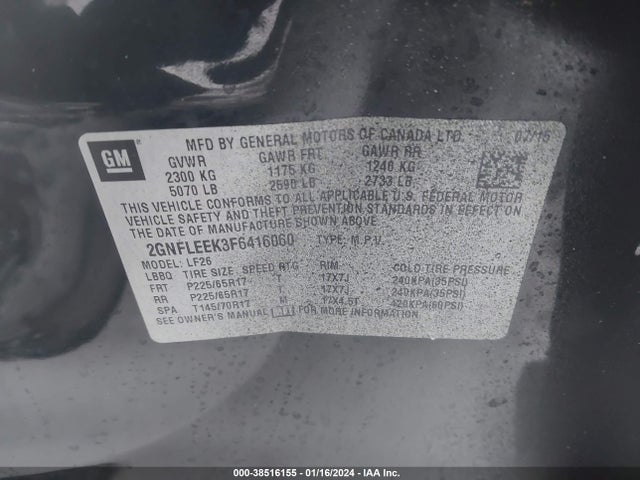 Chevrolet EQUINOX LS 2015 2GNFLEEK3F6416060 Image 9