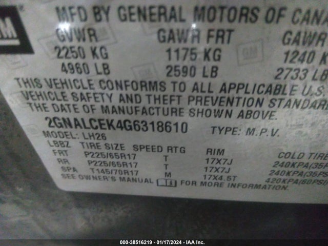 Chevrolet EQUINOX LT 2016 2GNALCEK4G6318610 Image 9