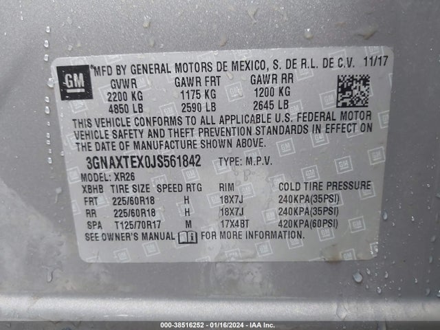 Chevrolet EQUINOX LT 2018 3GNAXTEX0JS561842 Image 9