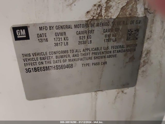 Chevrolet Cruze Lt Auto 2017 3G1BE6SM7HS569468 Image 9