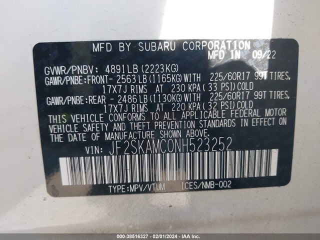 Subaru Forester Wilderness 2022 JF2SKAMC0NH523252 Image 9