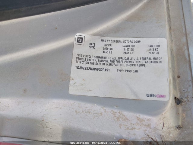 1998 OLDSMOBILE INTRIGUE GL VIN: 1G3WS52K3WF329491