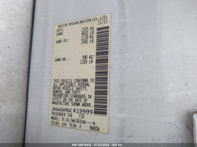 1N4AA6AP6GC419999 Nissan Maxima 3.5 Sr
