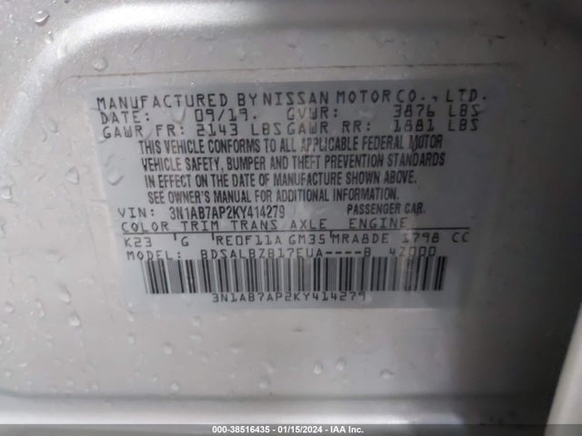 Nissan SENTRA S 2019 3N1AB7AP2KY414279 Image 9