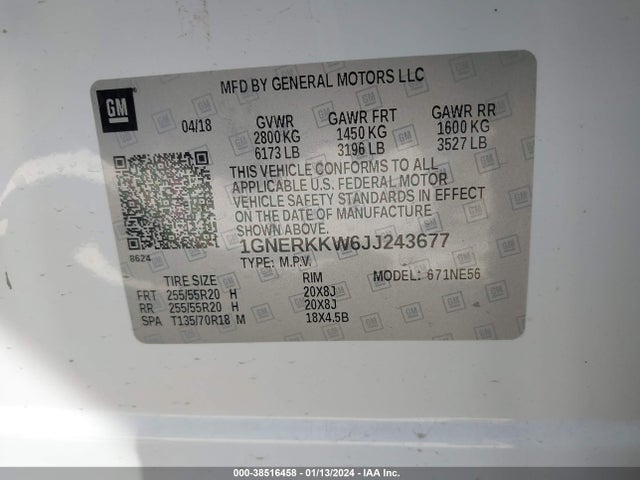 Chevrolet Traverse Premier 2018 1GNERKKW6JJ243677 Image 9
