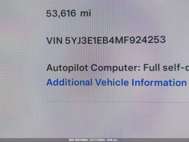 Tesla Model 3 Long Range Dual Motor All-wheel Drive 2021 5YJ3E1EB4MF924253 Image 9