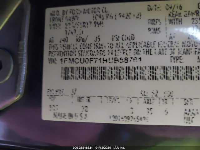 Ford ESCAPE S 2017 1FMCU0F71HUB88761 Image 9