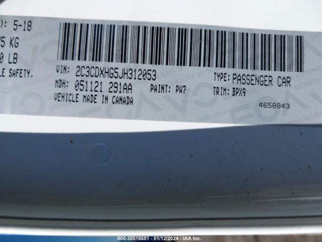 2C3CDXHG5JH312053 Dodge Charger Sxt Plus Rwd