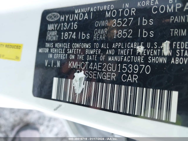 Hyundai ACCENT SE 2016 KMHCT4AE2GU153970 Image 9