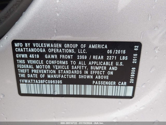 1VWAT7A38FC096395 Volkswagen Passat 1.8t Limited Edition