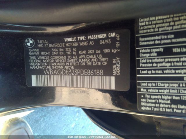 1993 BMW 740 WBAGD8323PDE86188 Photo 8