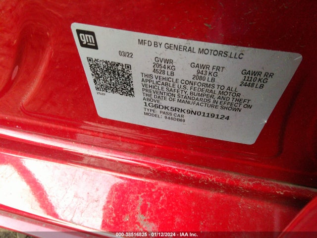 1G6DK5RK9N0119124 Cadillac Ct4 Luxury