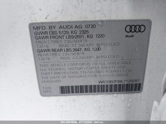 WA1DECF38L1125097 Audi Q3 Premium 45 Tfsi S Line Quattro Tiptronic