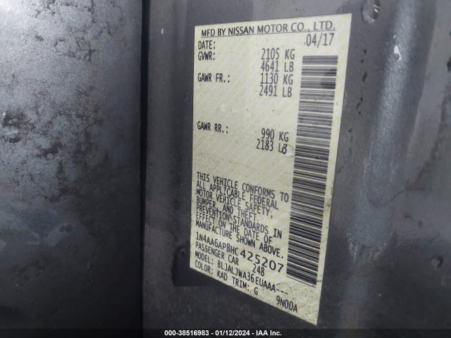 Nissan Maxima 3.5 Sv 2017 1N4AA6AP8HC425207 Image 9