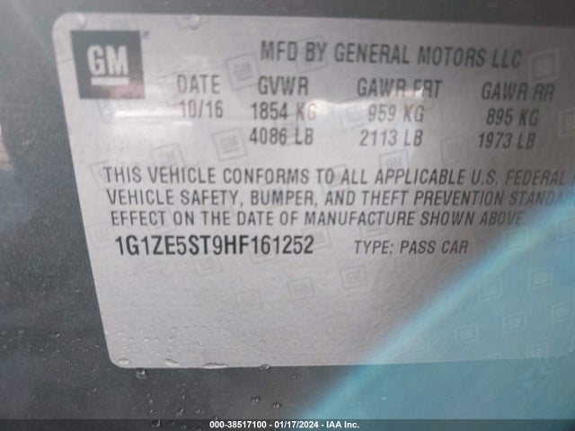 Chevrolet MALIBU 1LT 2017 1G1ZE5ST9HF161252 Image 9