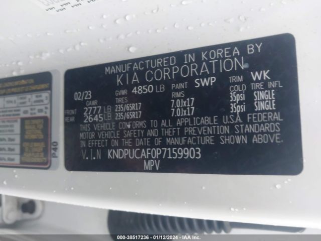 KNDPUCAF0P7159903 KIA Sportage Lx