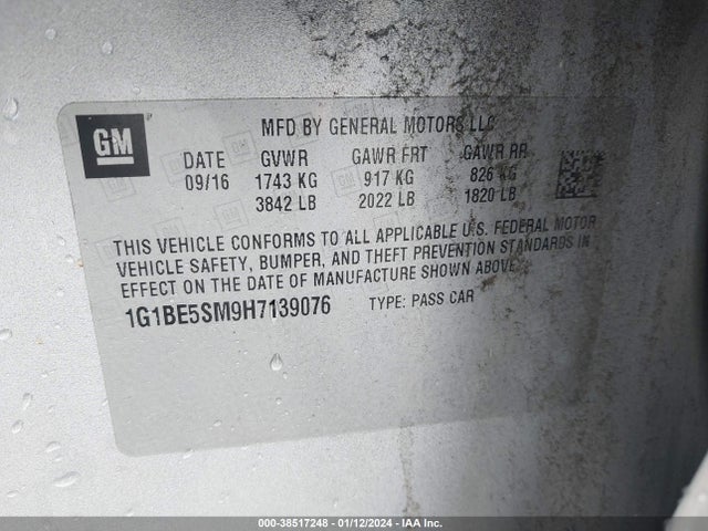 Chevrolet Cruze Lt Auto 2017 1G1BE5SM9H7139076 Image 9