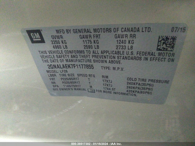 Chevrolet EQUINOX LS 2015 2GNALAEK7F1177855 Image 9
