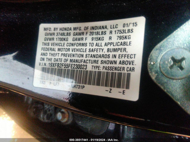 Honda Civic Lx 2015 19XFB2F55FE230023 Image 9