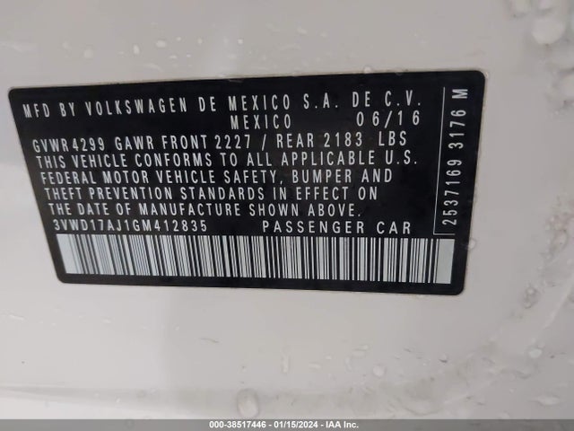 3VWD17AJ1GM412835 Volkswagen Jetta 1.8t Sport