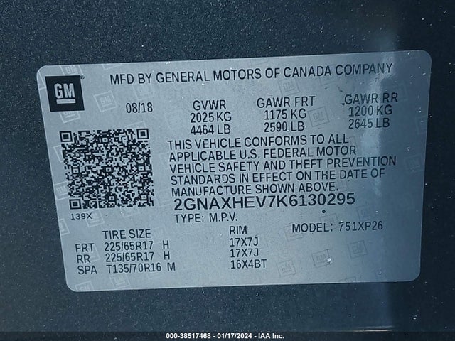 Chevrolet EQUINOX LS 2019 2GNAXHEV7K6130295 Image 9