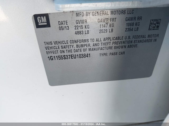 Chevrolet IMPALA 2LZ 2014 1G1155S37EU103841 Image 9