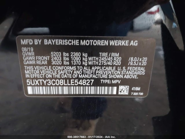 5UXTY3C08LLE54827 BMW X3 Sdrive30i