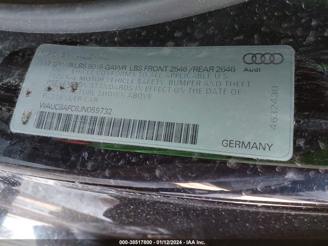 WAUC8AFC6JN059732 Audi A6 2.0t Premium/2.0t Sport