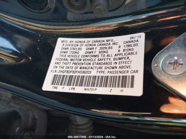 Honda Civic Ex-l 2015 2HGFB2F92FH536203 Image 9