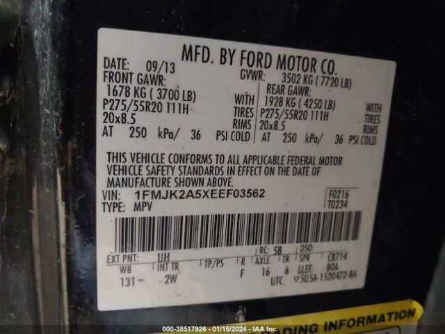 1FMJK2A5XEEF03562 Ford Expedition El Limited