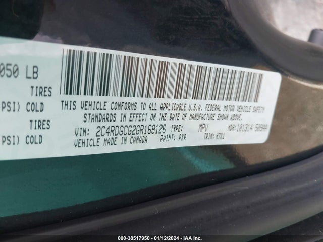 Dodge Grand Caravan Sxt 2016 2C4RDGCG2GR169126 Image 9