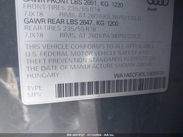 WA1AECF30L1009976 Audi Q3 Premium 45 Tfsi Quattro Tiptronic