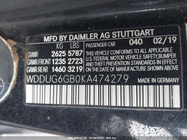 WDDUG6GB0KA474279 Mercedes-Benz S 450