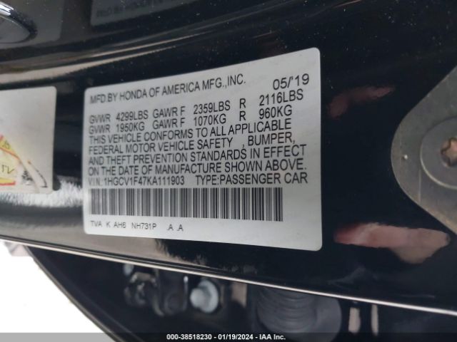 1HGCV1F47KA111903 Honda ACCORD EX