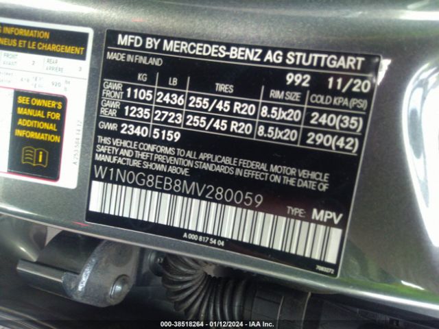 W1N0G8EB8MV280059 Mercedes-Benz Glc 300 4matic Suv