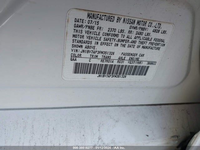Infiniti Q50 Premium 2015 JN1BV7AP3FM351326 Image 9