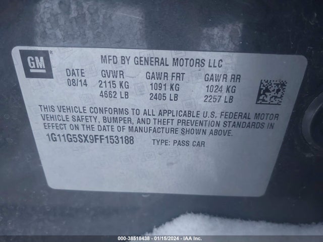 Chevrolet Malibu 2lz 2015 1G11G5SX9FF153188 Image 9
