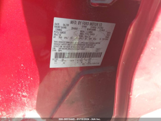 2010 FORD EDGE LIMITED VIN: 2FMDK3KC3ABA01692