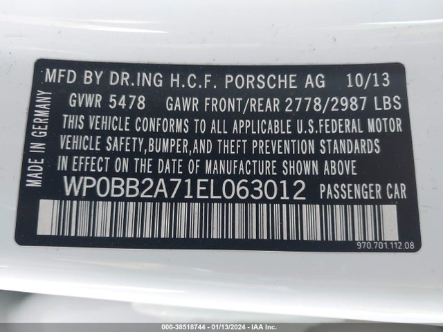 2014 PORSCHE PANAMERA WP0BB2A71EL063012 Photo 8